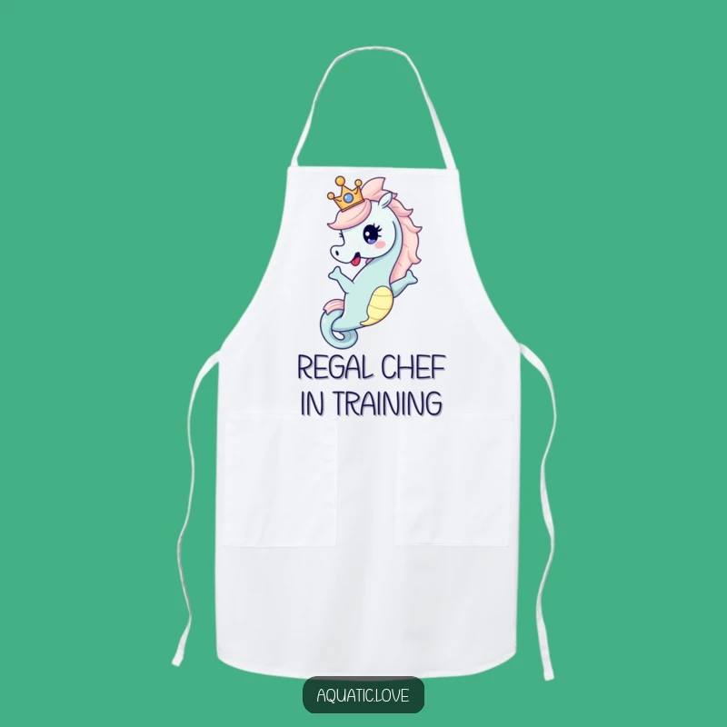 Funny Seahorse Crown Apron: Regal Chef, Sophisticated Funny Gift