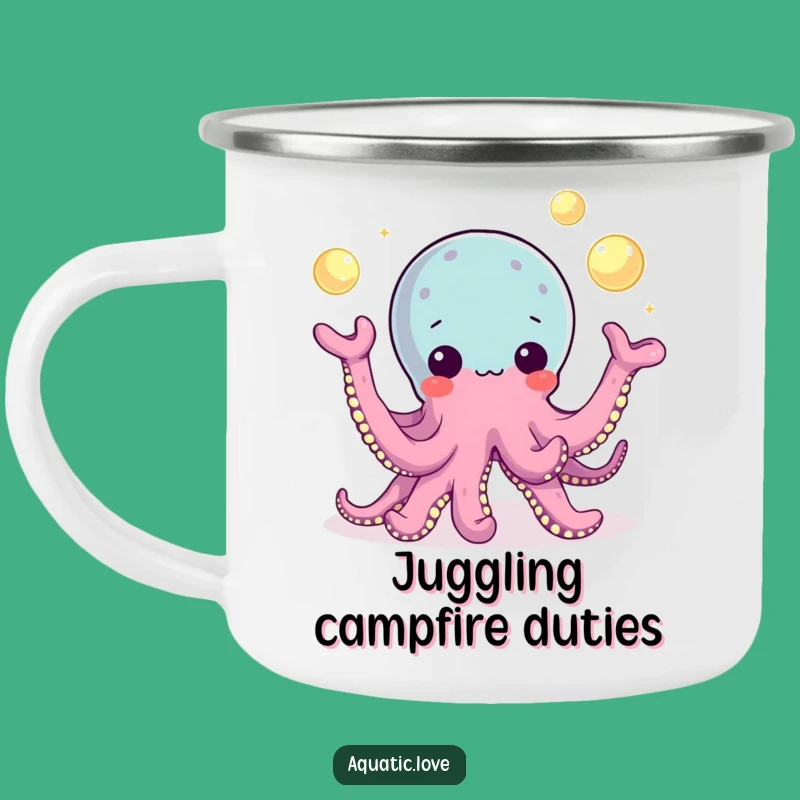 Funny Octopus Pearl Juggling Camping Mug: Playful Outdoor Fun, Great Funny Gift