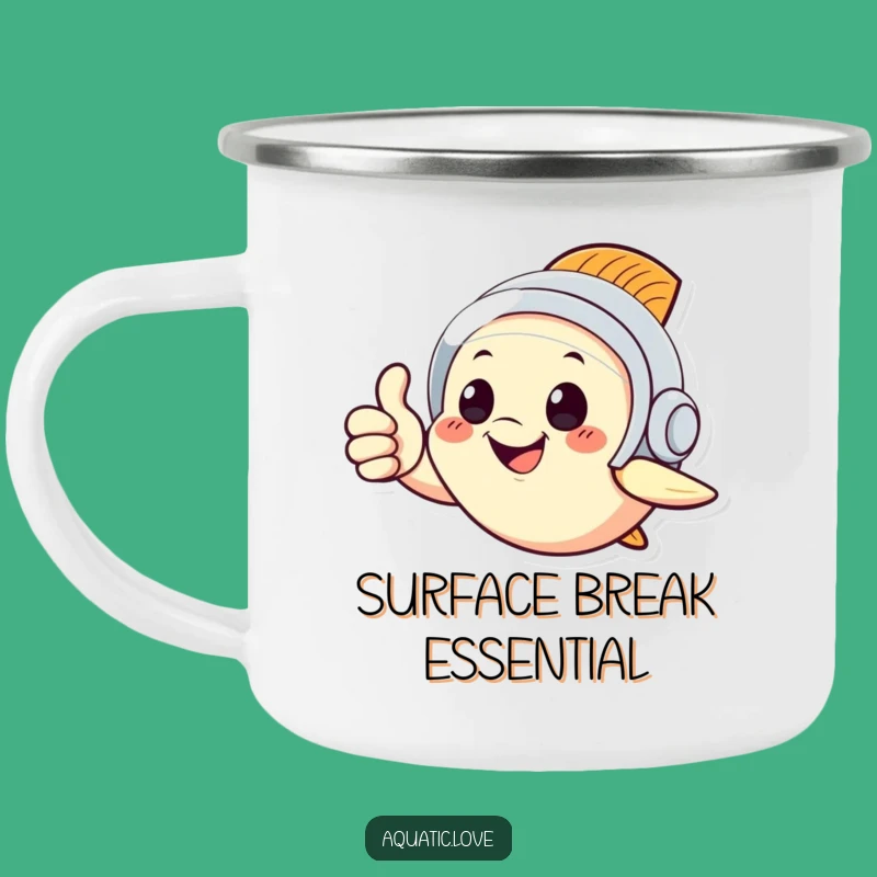 Funny Thumbs Up Fish Camping Mug - Durable Enamel, Adventurous Funny Gift for Outdoorsy Folks