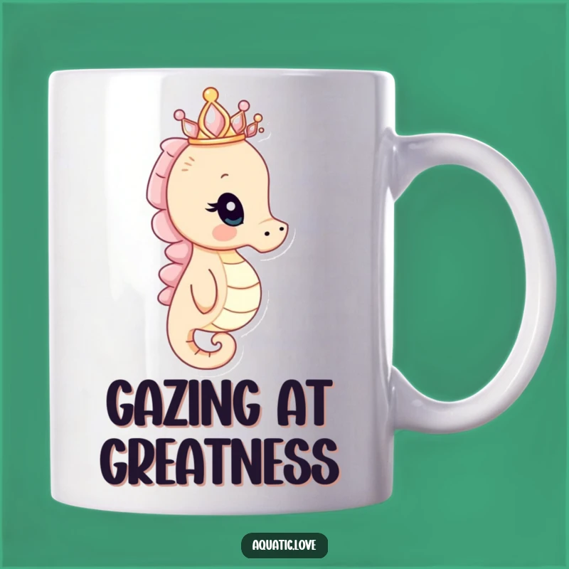 Funny Seahorse Crown Mug: Curious Gazer, Regal Ocean Charm, Perfect Funny Gift