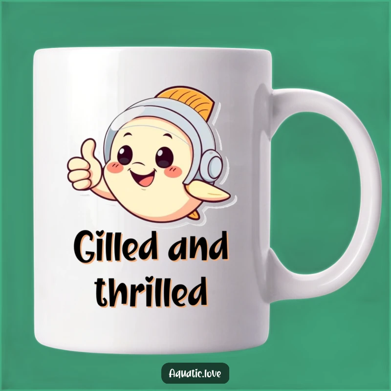 Funny Thumbs Up Fish Mug - Adorable Diving Character, Perfect Funny Gift for Seafood Lovers