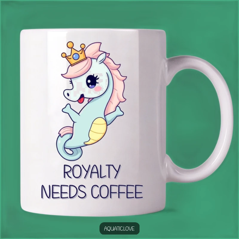 Funny Seahorse Crown Mug: Royal Pose, Regal Funny Gift