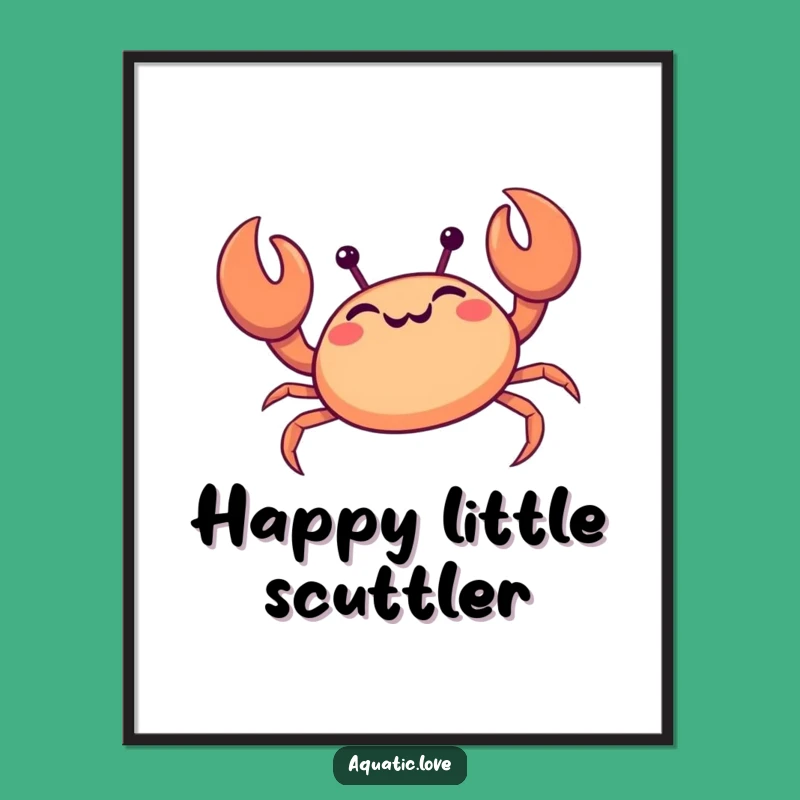 Funny Giggling Crab Digital Art: Happy Scuttler, Instant Ocean Decor, Unique Funny Gift