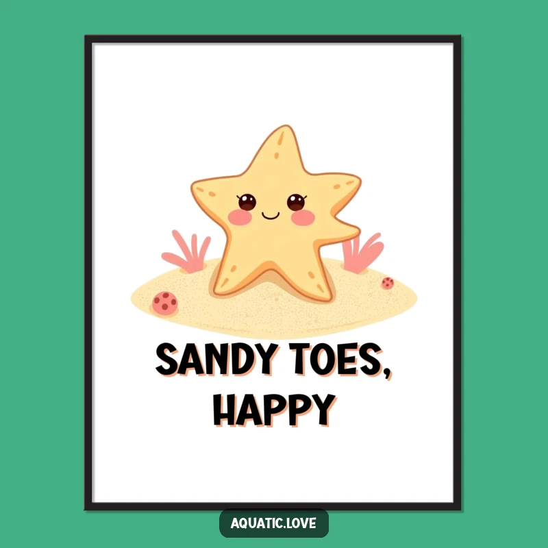 Funny Starfish Flippers Digital Art: Cheerful Winker, Instant Ocean Decor, Unique Funny Gift