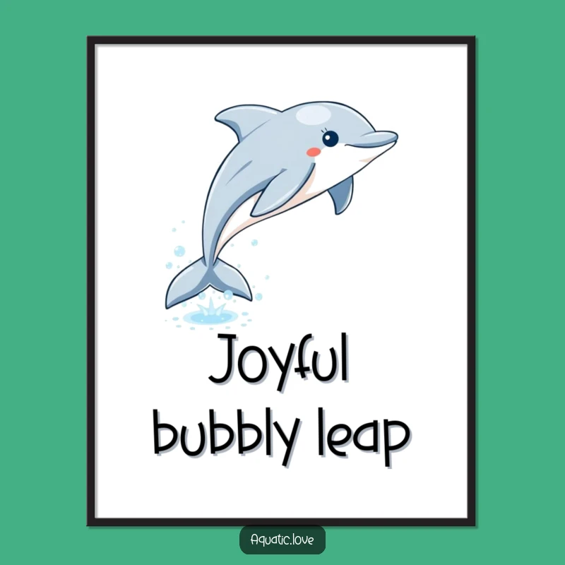 Funny Dolphin Leap Digital Art: Playful Bubbles, Instant Ocean Decor, Unique Funny Gift