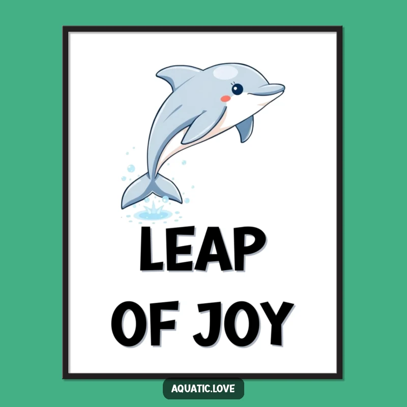 Funny Dolphin Leap Poster: Playful Bubbles Art, Ocean Decor, Humorous Wall Art Funny Gift
