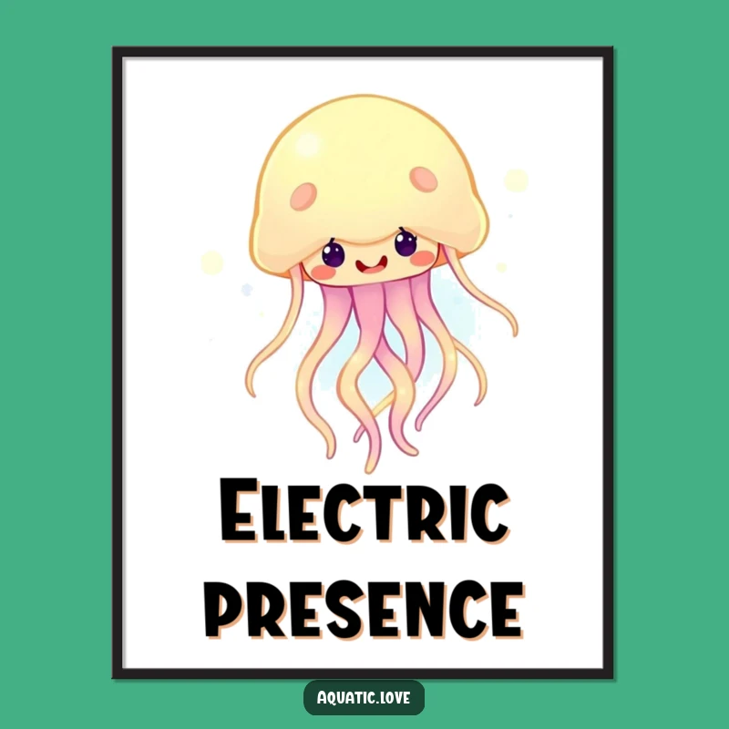 Funny Happy Jellyfish Poster: Glowing Water Art, Hilarious Funny Gift