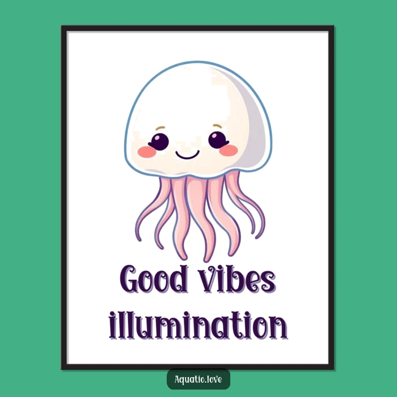 Funny Jellyfish Glow Poster - Ethereal Art, Captivating Funny Gift for Wall Decor