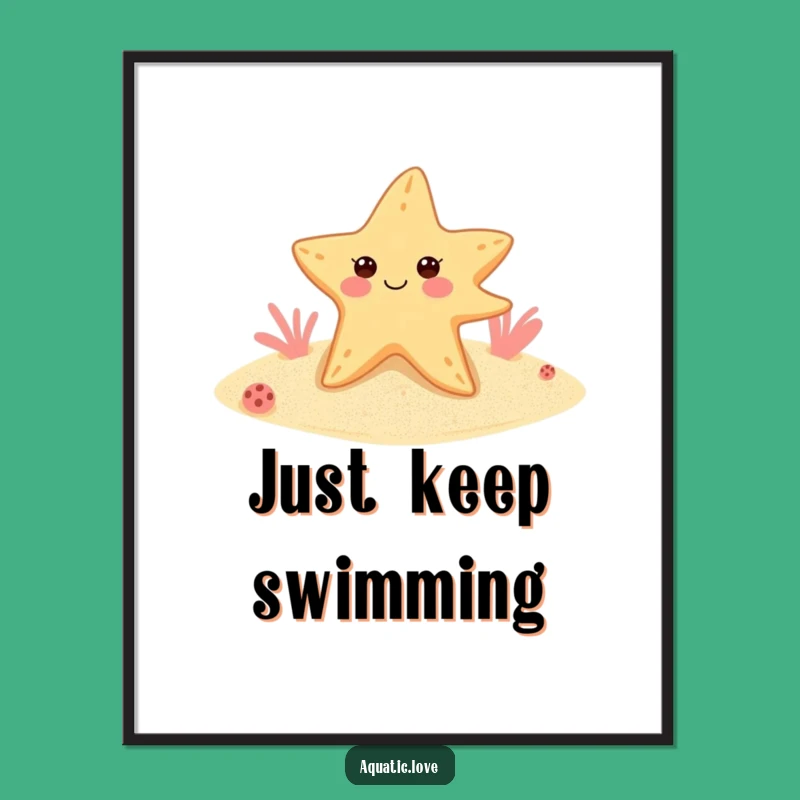 Funny Starfish Flippers Poster: Cheerful Winker Art, Beach Vibes, Humorous Wall Decor Funny Gift