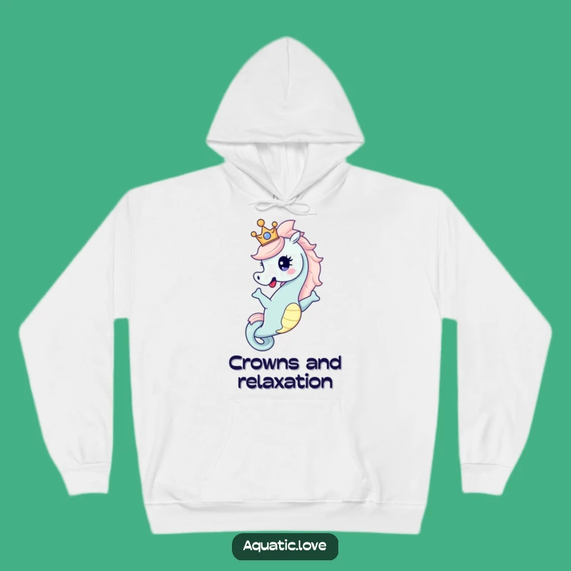 Funny Seahorse Crown Hoodie: Cozy Royal Character, Perfect Funny Gift