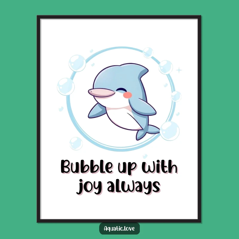 Free Printable Wall Art: Giggling Dolphin Bubbles, Whimsical Downloadable Decor
