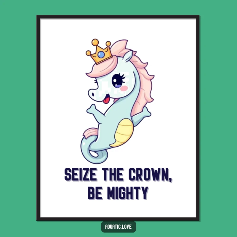 Free Printable Wall Art: Seahorse King Crown, Royal Nautical Downloadable Decor