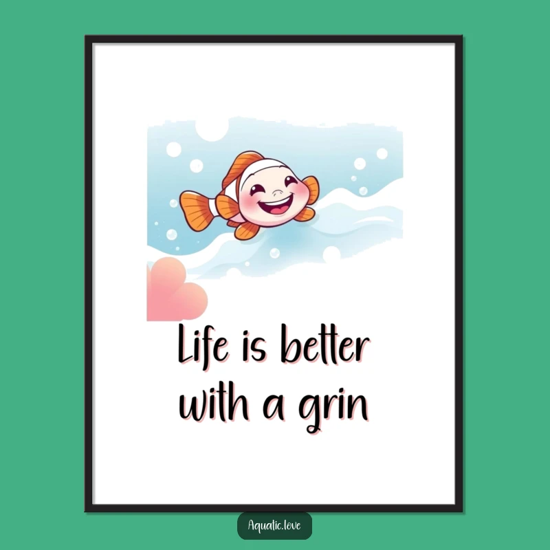 Free Printable Clownfish Wall Art: Grinning Fish Decor Download
