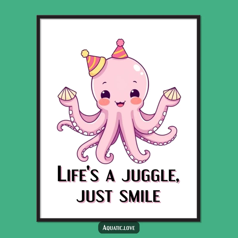 Free Printable Wall Art: Juggling Octopus Funny Downloadable Art with Whimsical Flair
