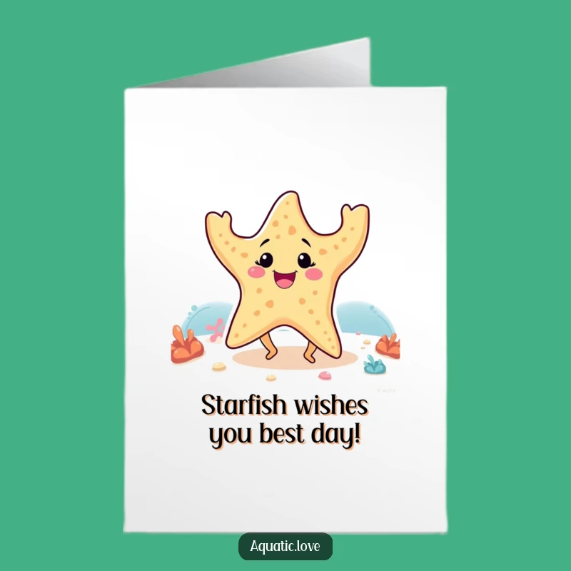 Free Printable Starfish Birthday Card: Funny Dancing Sea Star Downloadable Gift