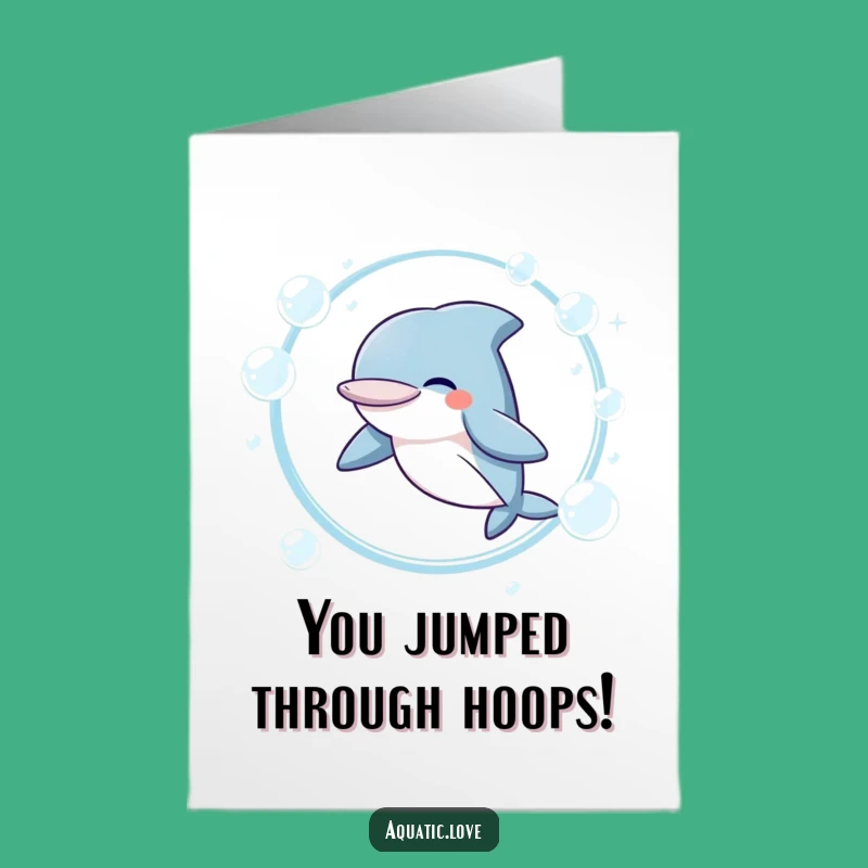 Free Printable Congrats Card: Dolphin Bubbles, Celebrate Achievements Downloadable Art