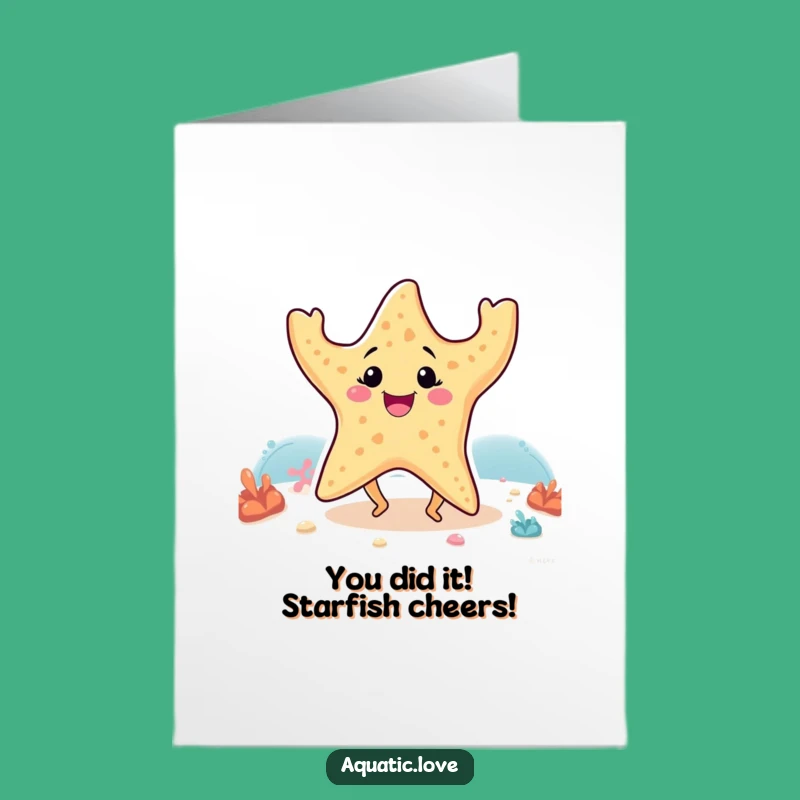 Free Printable Starfish Congrats Card: Funny Dancing Sea Star Downloadable