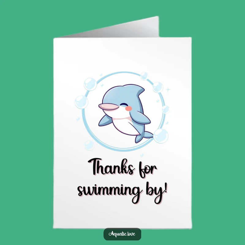 Free Printable Thank You Card: Dolphin Bubbles, Grateful Giggles Downloadable Design