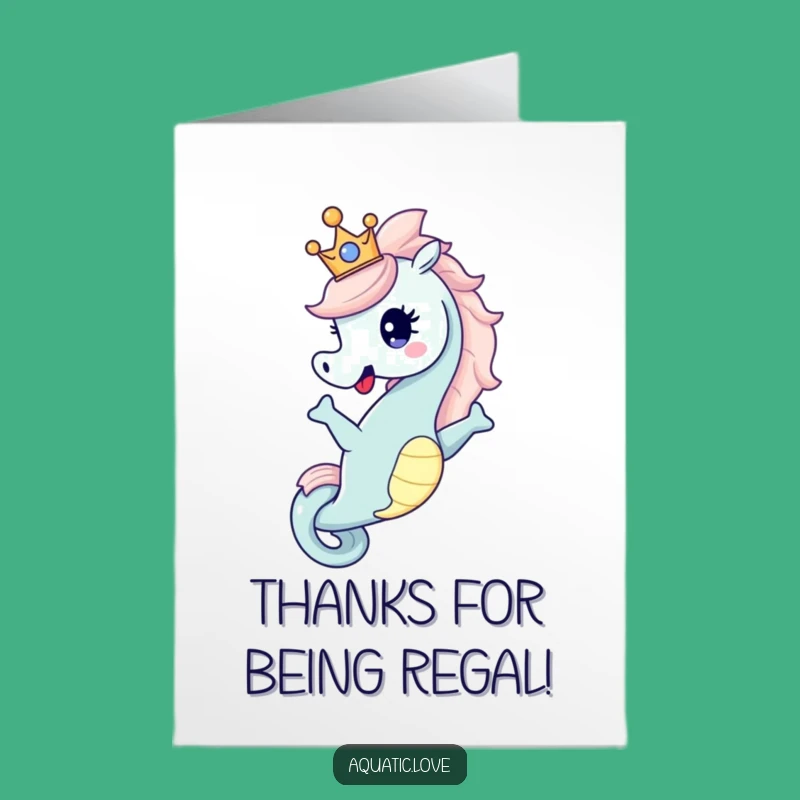 Free Printable Thank You Card: Seahorse King, Royal Gratitude Downloadable Design