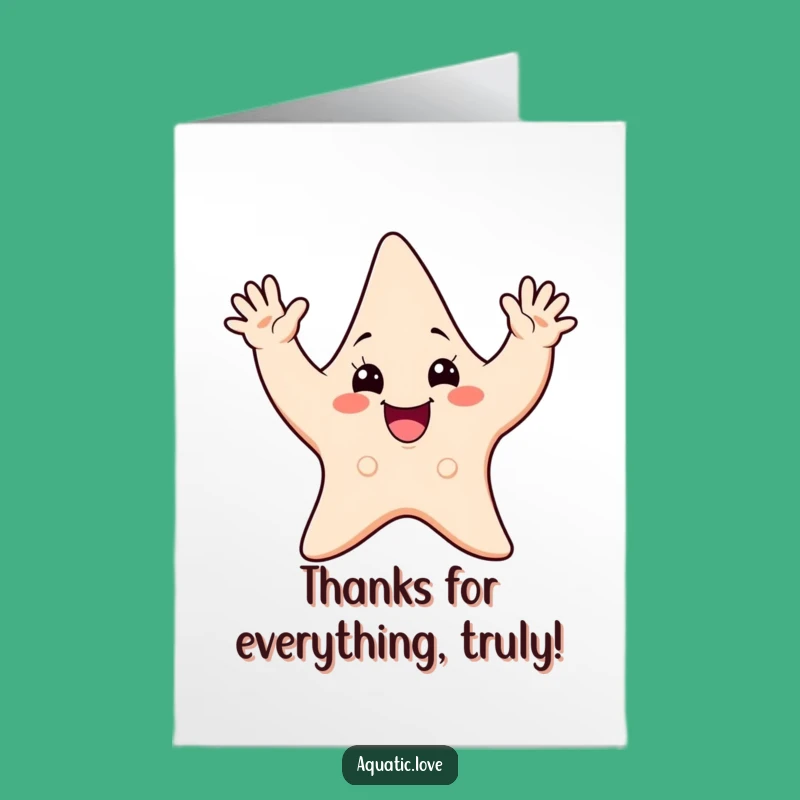 Free Printable Starfish Thank You Card: Cheerful Waving Gratitude DIY Downloadable Gift