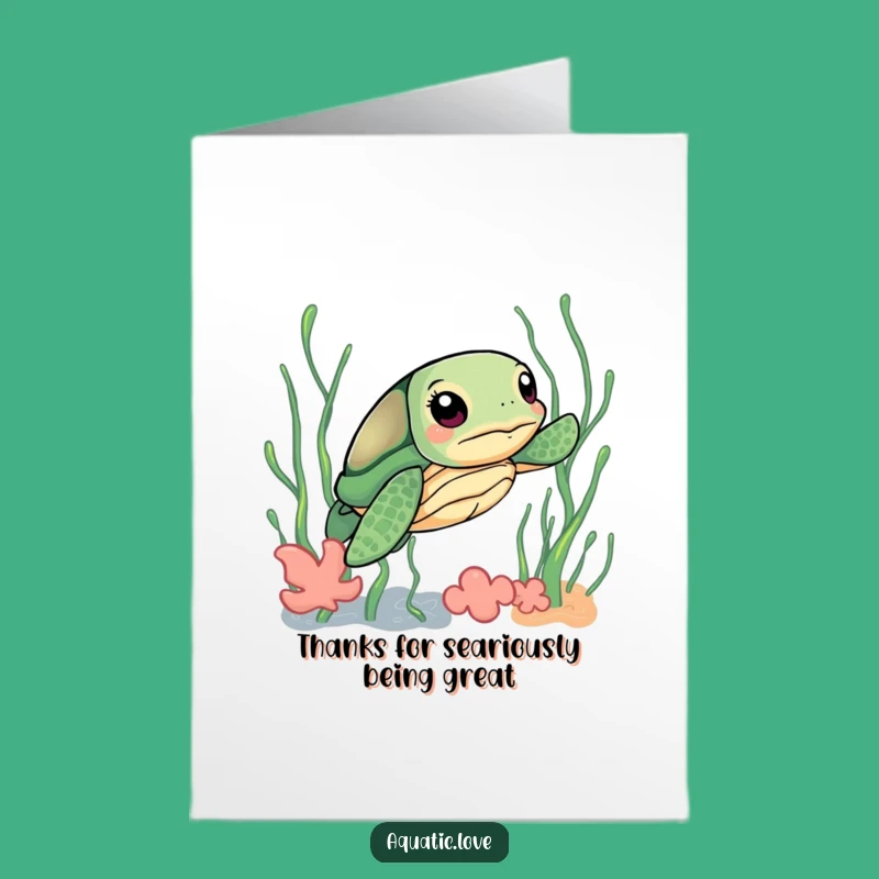 Free Printable Turtle Thank You Card: Determined Sea Turtle Gratitude