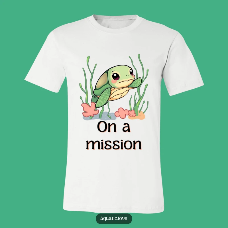 Funny Curious Turtle T-Shirt: Determined Seaweed Navigation, Awesome Funny Gift