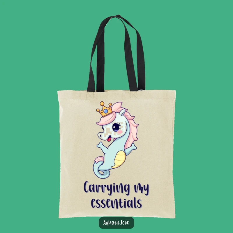 Funny Seahorse Crown Tote Bag: Royal Style, Chic Funny Gift